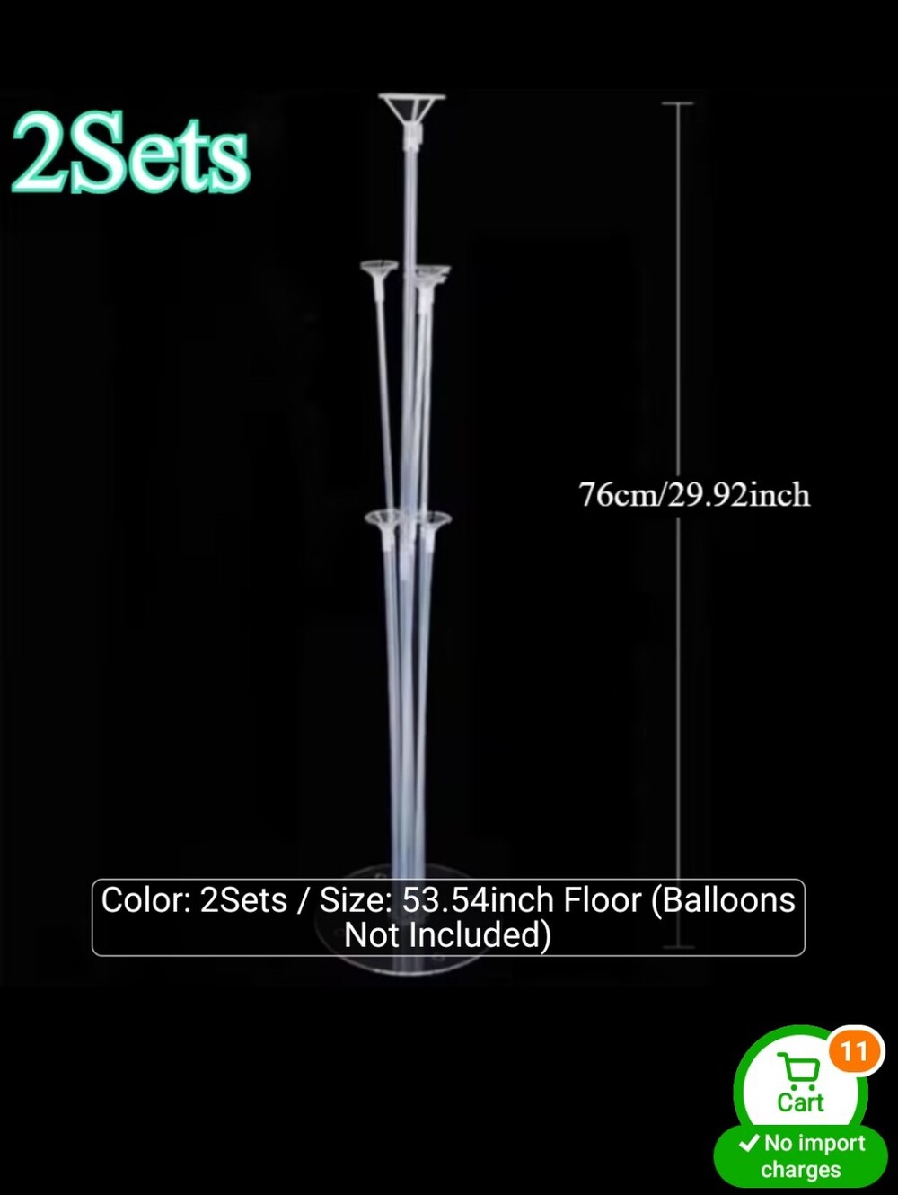 2pcs Reusable Balloon Stand Kit with 29.92inch/53.54inch